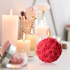 RKPM HOMES Large Rose Ball Candle Mold I 3D Fondant Round Flower Silicone Scented Wax Mould I for DIY Handmade Ornament Chocolate, Cake Décor, Aromatherapy, Plaster, Soap, Resin Art Craft Making