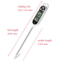Digital Meat Food Thermometer for Cooking Kitchen BBQ, Probe Instant Read Thermometer with Long Probe for Candy Candle Milk Yogurt Deep Fry Roast Baking Temperature