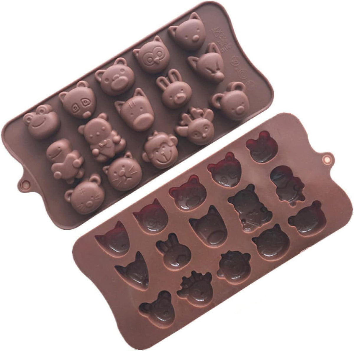 RKPM HOMES Chocolate Fondant Mold I 3D Multi-Shape Animal Head Silicone Candy Mould I for DIY Handmade Cake Décor Aroma Beads Polymer Clay Cookies Gummy Muffin Soap Resin Candle Art Crafts – 15Cavity