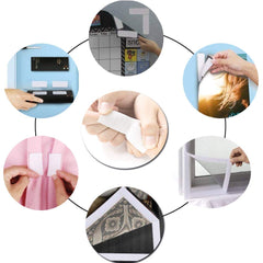 RKPM HOMES Square Double-Sided Hook Loop I Multipurpose Self Adhesive Tape I Anti Curling Velvet Loop I Interlocking Stickers for Carpet, Couch Cushion, Sofa Picture Hanging – 30 X 60 (White - 10 Pcs)