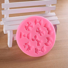 RKPM HOMES Mini Round Bow Shape Chocolate Fondant Mold I 3D Bowknot Candy Silicone Mould I for DIY Handmade Sugarcraft Cake Décor Polymer Clay Muffin Cookies Jelly Cupcake Gummy Resin Art Crafts