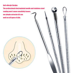 RKPM HOMES Blackhead Remover | Pimple Comedown Extractor Tool with Case | Whitehead Popping | Treatment for Blemish | Zit Removing for Nose Face Skin | Remover Tools Kit - Set of 4