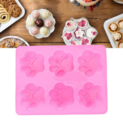 RKPM HOMES Paw Shape Ice Cube Mold I Multi-Purpose Reusable 3D Puppy Paws Cookies Silicone Mould Tray I for DIY Handmade Chocolate Cake Décor Soap Candy Cupcake Resin Candle Making – 6 Cavity