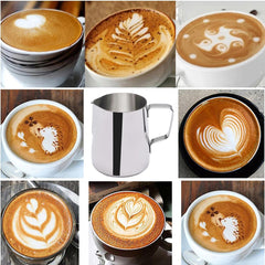 RKPM HOMES Milk Frothing Pitcher I Stainless Steel Frother Cup with Measurement Scale I Steaming Pitcher Coffee Milk Jug for Cappuccino Latte Art Espresso Machines Accessories – Silver (350ml)