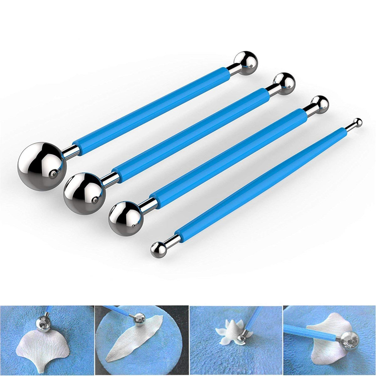RKPM HOMES Fondant Tools Metal Ball Fondant Cake Decorating Sugarcraft Gumpaste Flower Modelling Mold 4pcs
