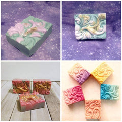 RKPM HOMES 4 Cavity Sea Wave Silicone Cake Baking Pan Jelly Pudding Mousse Mould Nautical Handmade Cloud Cold Process Soap Mold