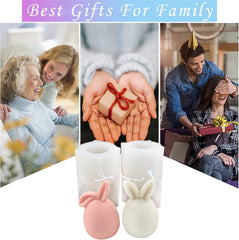 RKPM HOMES Bunny Eggshell Shaped Candle Mold I 3D Fondant Easter Rabbit Silicone Wax Mould I Candles for Chocolate, Dessert, Cake Decor, Aromatherapy, Soap, Ornament, Resin Art (Folded Ear)