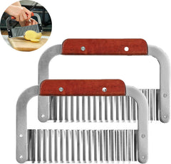 RKPM HOMES Crinkle Cutter | Stainless Steel Hardwood Handle Wavy Slicer Cutter | Slicer for Fruit, Vegetable, Carrot, Potato, Soap Molds | French Fry Salad Chopping Knife | Cutting Tool for Kitchen