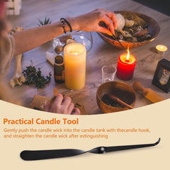 RKPM HOMES Stainless Steel Candle Wick Dipper I Wick Twist Hook I for Putting Out Extinguish Candle Wicks Flame Safely I Candle Accessories – Black