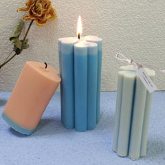 RKPM HOMES Candle Mold I 3D Fondant Four Leaf Clover Cylinder Pillar Silicone Epoxy Mould I for Handmade Ornament Aromatherapy Soap, Resin Casting, Art Craft Making - 1 Cavity