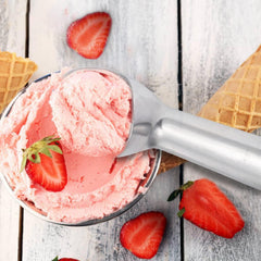 RKPM HOMES Ice Cream Scoop I Aluminum Design Ice Cream Scooper I Nonstick Anti-Freeze, Heavy Duty Durable I Lightweight I Spoon for Gelato, Cookie Dough, Sorbet, Almond – 7Inch (Light Silver)