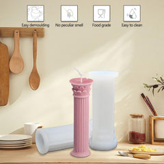 RKPM HOMES Candle Mold I 3D Fondant Cylinder Pillar Silicone Epoxy Mould I for DIY Handmade Ornament Chocolate, Cake Décor, Aromatherapy, Soap, Polymer Clay Resin Art Craft Making (Roman Column)