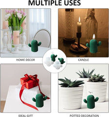 RKPM HOMES Cactus Shape Candle Mold I 3D Fondant Silicone Scented Wax Mould I Succulent Molds | Handmade Candles Making | for Mousse Dessert Soap Cake DIY Decorating – 2 Pcs (Large and Small)