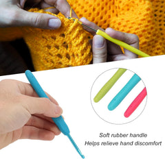 RKPM HOMES Aluminum Crochet Hooks Kit I with Colored Soft Handles I Knitting & Crochet Supplies I Easy Grip with Flat Finger I DIY Knitting Kit for Knitting Sweaters, Scarves and Hats - Set of 9
