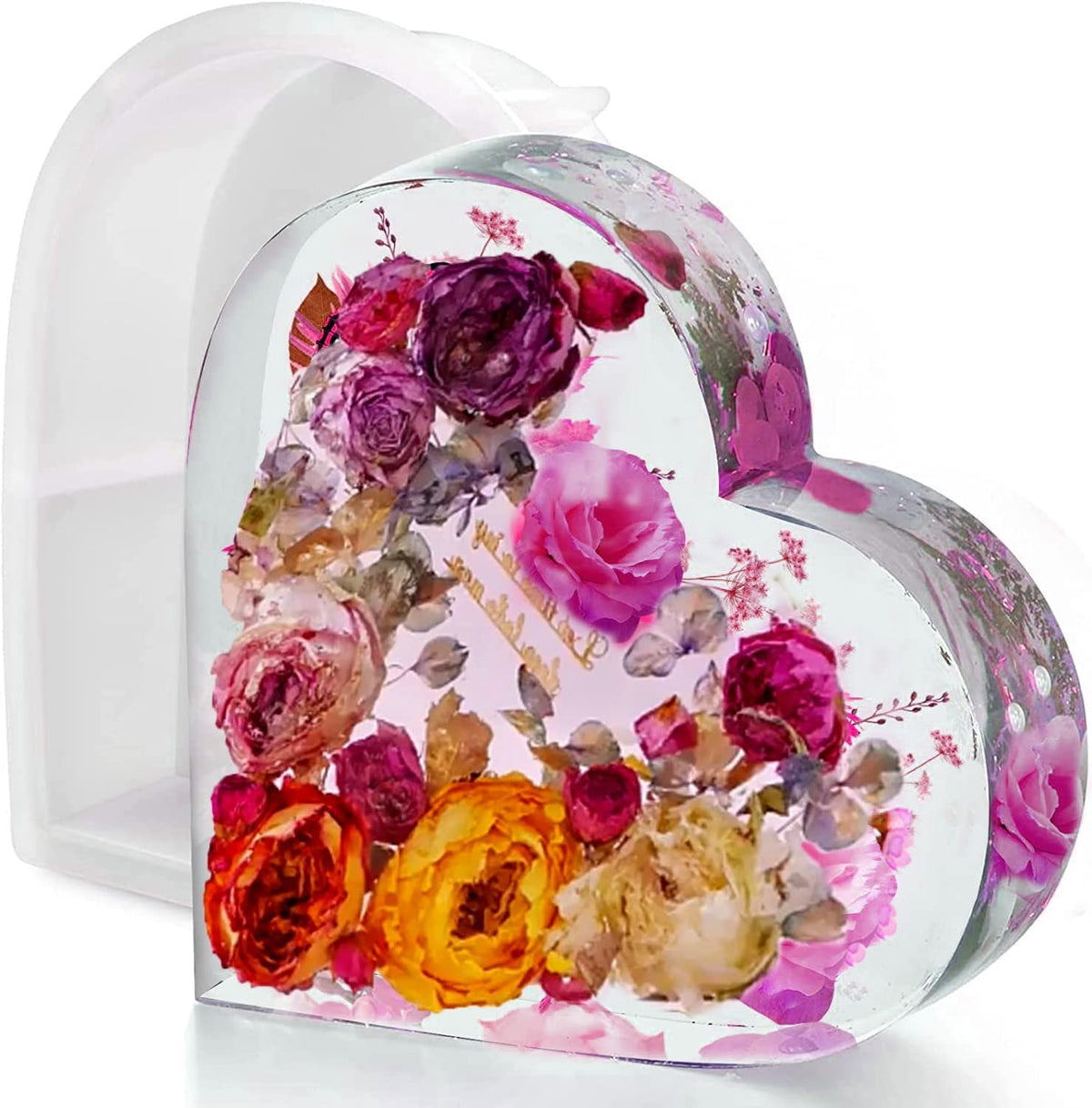 RKPM HOMES Large Resin Molds I Deep Casting Silicone Crystal Epoxy Bookends Mould I Flowers Preservation, Office Home Decoration, Desktop Organizer, DIY Home Décor, Art Craft (Heart Shape)