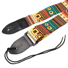 RKPM HOMES Guitar Strap I Soft Straps with PU Leather Ends I Adjustable Ultra Comfortable Belt I Modern Printed Design I for Electric, Acoustic, Bass, Classic Guitar, Ukulele (Folk Custom)