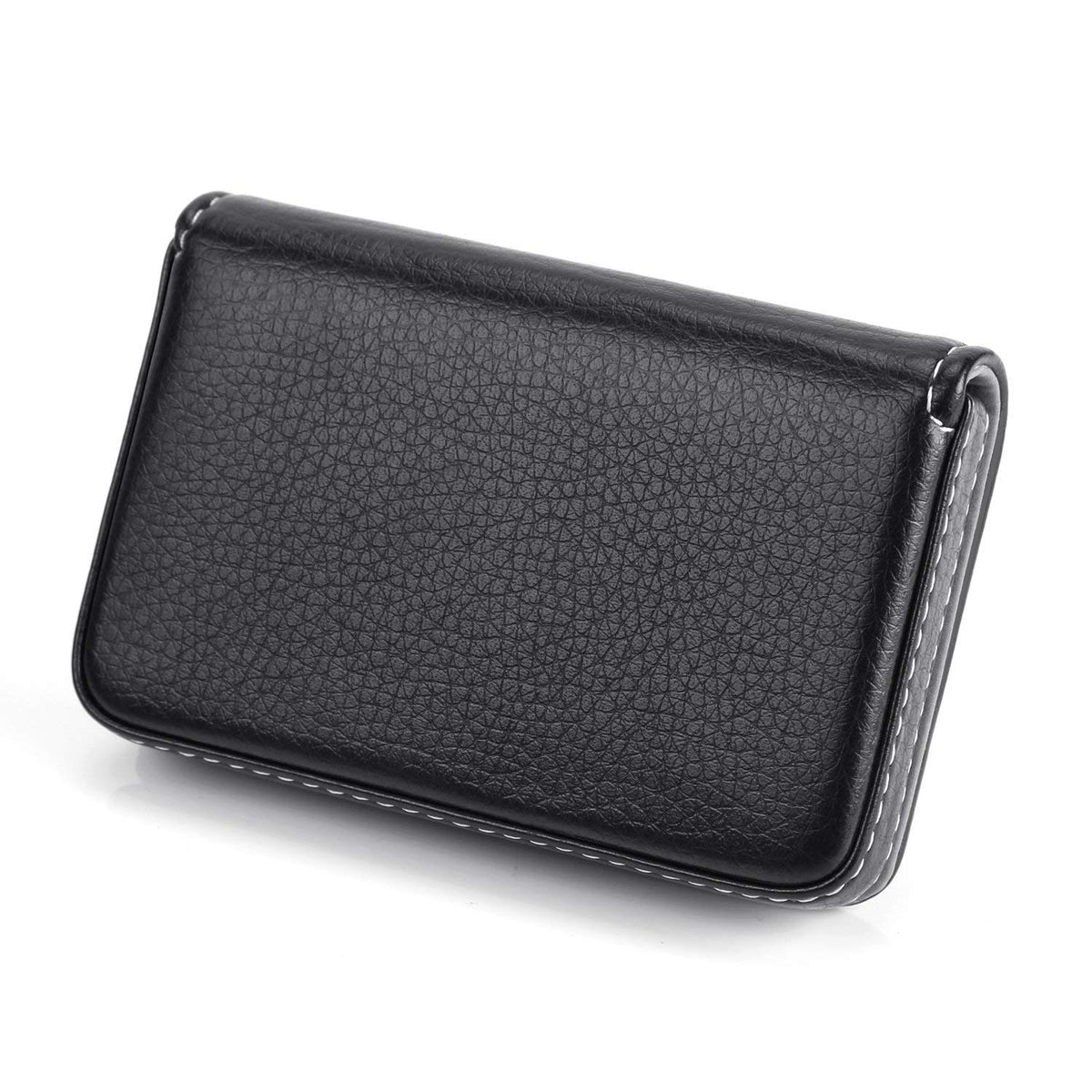 RKPM Stylish Pocket Sized Stitched Leather Visiting Card Holder for Keeping Business Cards and More - Black