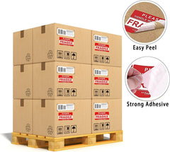 RKPM HOMES Handle with Care Fragile Stickers I Rectangular Strong Adhesive Labels I White Red Warning Sticker I for Safe Shipping Goods Packing I 3 x 2 Inch - 300 Pcs (Type C)
