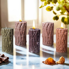 RKPM HOMES Wood Grain Candle Mold I 3D Fondant Tree Stump Shape Silicone Epoxy Mould I for DIY Handmade Ornament Chocolate Cake Décor Aromatherapy Soap Resin Art Crafts Home Party Decoration