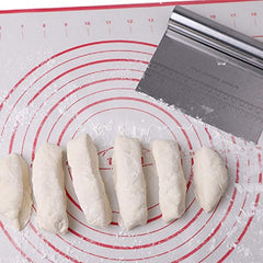 RKPM Bench Scraper Chopper Stainless Steel Kitchen Food Scraper Icing Smoother Blade with Measuring Scale for Dough, Cake, Pizza (S Steel)