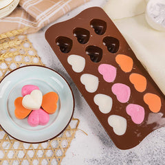 RKPM HOMES Silicone Chocolate Mold Candy Mold Jelly Ice Cube Tray Muffin Sugar Craft Fondant Mold Mould Cake Decorating Tools (15 Cavity Heart Shape Chocolate Mold)