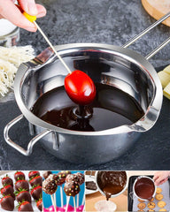 RKPM HOMES Double Boiler Pot with Heat Resistant Handle I Stainless Steel Melting Bowl I for Chocolate, Candy, Cheese, Butter and Candle Wax Making I Silver - Capacity 400 ML (SS 201)