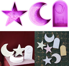 RKPM HOMES Arch Candle Mold I 3D Mandala Crescent Gypsum Silicone Plaster Epoxy Mould I for DIY Handmade Ornament Chocolate Cake Décor Aromatherapy Soap Resin Art Craft Making Home Decoration (Set of 3)