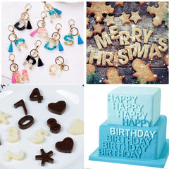 RKPM HOMES Happy Birthday Numbers Symbols Chocolate Mould | Silicone Candy Bar | Fondant DIY 3D | Ideal for Chocolate and Cake Decoration | Molds for Cake, Brownie Topper, Hard & Soft Candies