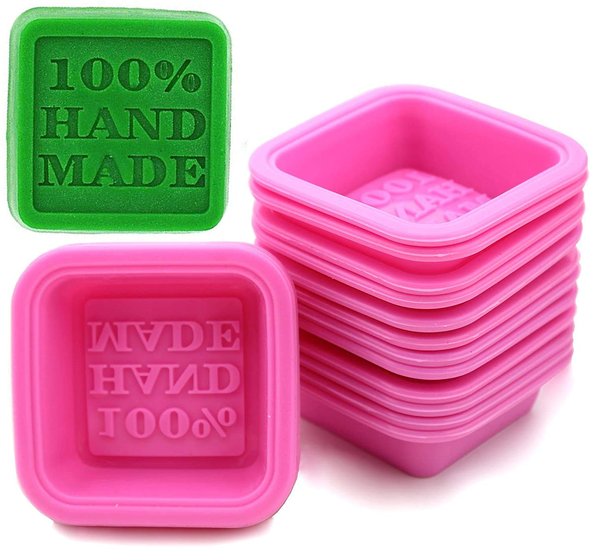 RKPM HOMES DIY Handmade Soap Molds, Cupcake Liners - 100% Handmade Square Silicone - Microwave, Oven, Refrigerator, Freezer and Dishwasher Safe for Homemade Craft (Square) (Soap Mold 12 Pcs)