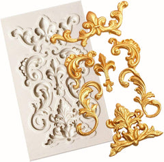 RKPM HOMES Baroque Scroll Shape Cake Mould | Fondant Silicone Mold | Clay DIY Mold Cake Decor Tools | Baking Tools for Chocolate Pinna Jelly Baking Soap | Moulds for Cake Decorating