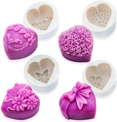 RKPM HOMES Cake Mould I 3D Fondant Small Love Flower Silicone Mold I Special for Valentine's Day I for DIY Handmade Candle Ornament, Cake Décor, Aromatherapy, Soap, Resin Art Craft (Set of 4)