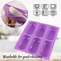 RKPM HOMES Soaps Molds | Silicone Curved Oval Shape Mould | Handmade Sharp Edges Soap Making Forms | 3D Moulds for Cake Chocolate Candy Ice Jelly Brownie Dessert - 6 Cavity 1Mold