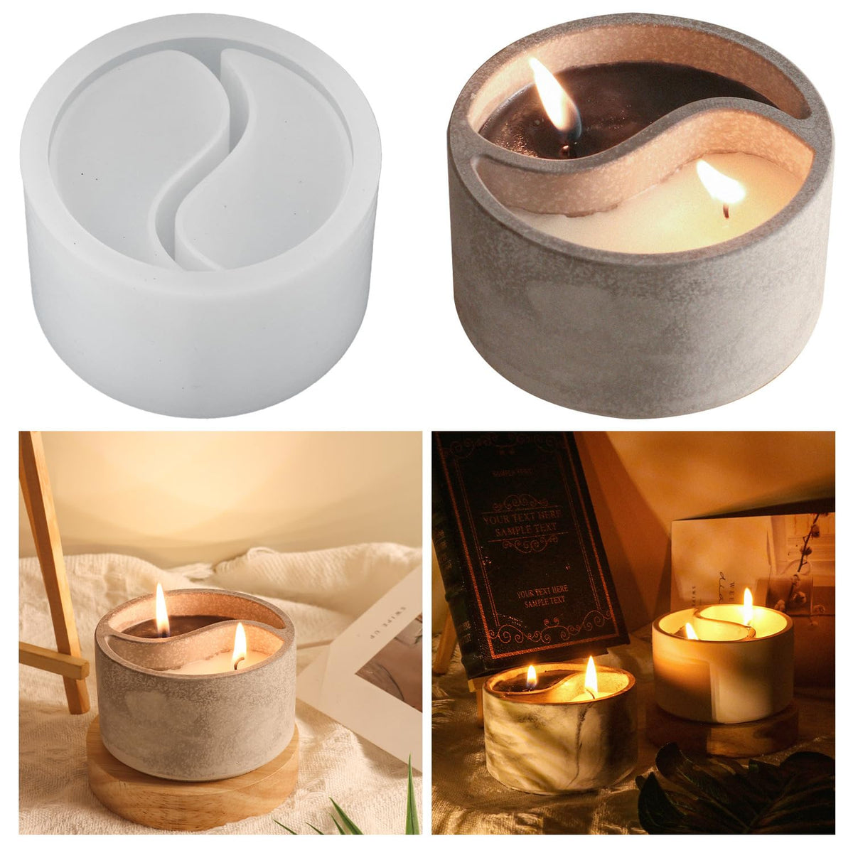 RKPM HOMES Planter Mold I Tai Chi Shape with Drainage Hole Casting Plant Silicone Epoxy Candlestick Mould I Succulent Concrete Molds for Handmade DIY Candles Resin Flower Cement Gardening Pots