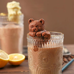 RKPM HOMES Ice Cube Mold I 3D Fondant Cute Animal Shape Stereographic Silica Gel Mould I Cup Hanging Soft Reusable Ice Maker Molds I Drink Decoration for Ice Coffee Juice Cocktail Milk Tea (Bear)