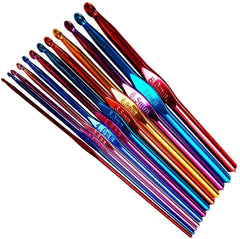RKPM HOMES® Crochet Hooks Set, 12 Sizes Aluminum Ergonomic Knitting Needles Kit Weave Yarn Craft Set, 2mm -8mm, for Women (Set of 12) Multicolor