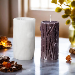 RKPM HOMES Wood Grain Candle Mold I 3D Fondant Tree Stump Shape Silicone Epoxy Mould I for DIY Handmade Ornament Chocolate Cake Décor Aromatherapy Soap Resin Art Crafts Home Party Decoration