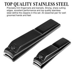 RKPM HOMES Stainless Steel Deluxe Fingernail and Toenail Clipper Cutter Nail Clipper Sets, Grooming Kit for Thick Nails Stainless Steel Sharp Sturdy trimmer Nail File set (Set of 3 With Box) Black