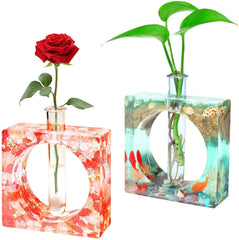 RKPM HOMES Resin Molds I Vase Casting Planter Silicone Epoxy Mould with Test Tubes I Perfect for Propagating DIY Hydroponic Flowers Plants Home Office Garden Wedding Decoration (Square Shape)