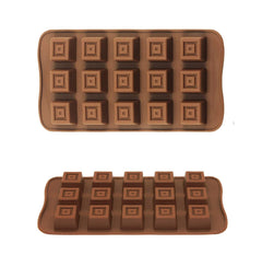 RKPM HOMES Silicone Chocolate Mold Candy Mold Jelly Ice Cube Tray Muffin Sugar Craft Fondant Mold Mould Cake Decorating Tools (15 Cavity Square Chocolate Mold)