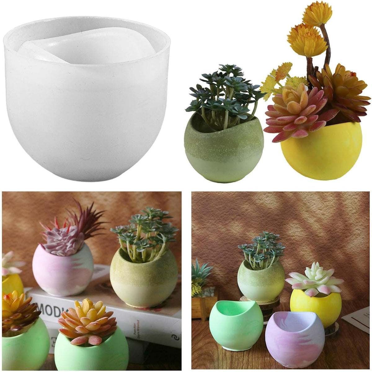 RKPM HOMES Planter Mold I Casting Plant Silicone Epoxy Candlestick Mould I Succulent Concrete Vase Resin Molds I for DIY Handmade Jewelry Trinket Makeup Storage Candle Flower Pot Pen Holder (Curved)