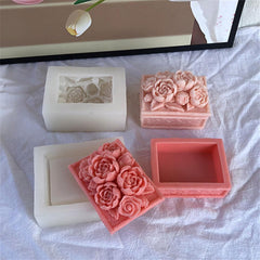 RKPM HOMES Flower Storage Box Resin Mold I 3D Peony Flowers Silicone Epoxy Casting Mould with Lid I for DIY Handmade Crafts Ornament Boxes Jewelry Cosmetic Organizer Ring Trinket Container Home Décor