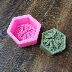 RKPM HOMES Bee Honeycomb Shape Soap Mold I 3D Fondant Silicone Beeswax Candle Mould I Handmade Sharp Soap Making Forms I Mould for Lotion Bar Cake Chocolate Candy Ice DIY Resin Art Craft (Hexagon)