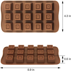 RKPM HOMES Silicone Chocolate Mold Candy Mold Jelly Ice Cube Tray Muffin Sugar Craft Fondant Mold Mould Cake Decorating Tools (15 Cavity Square Chocolate Mold)