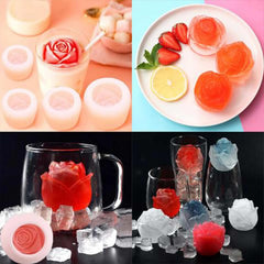 RKPM HOMES Rose Shape Ice Cube Mold I Multi-Purpose Reusable 3D Flower Ice Cream Mould I for DIY Handmade Chocolate Cake Décor Aromatherapy Soap Resin Candle Candy Cupcake Cocktail Party (1.5 Inch)