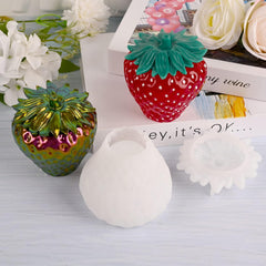 RKPM HOMES Box Resin Molds I Crystal Silicone Epoxy Casting Mould with Lid I Jar Mold for DIY Handmade Necklace Earring Art Crafts Jewelry Storage Box Ring Trinket Container (Strawberry)