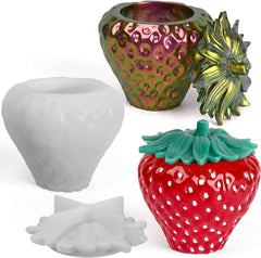 RKPM HOMES Box Resin Molds I Crystal Silicone Epoxy Casting Mould with Lid I Jar Mold for DIY Handmade Necklace Earring Art Crafts Jewelry Storage Box Ring Trinket Container (Strawberry)