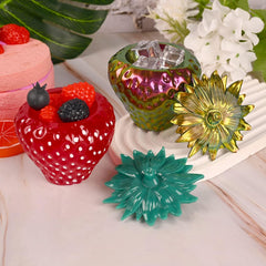RKPM HOMES Box Resin Molds I Crystal Silicone Epoxy Casting Mould with Lid I Jar Mold for DIY Handmade Necklace Earring Art Crafts Jewelry Storage Box Ring Trinket Container (Strawberry)