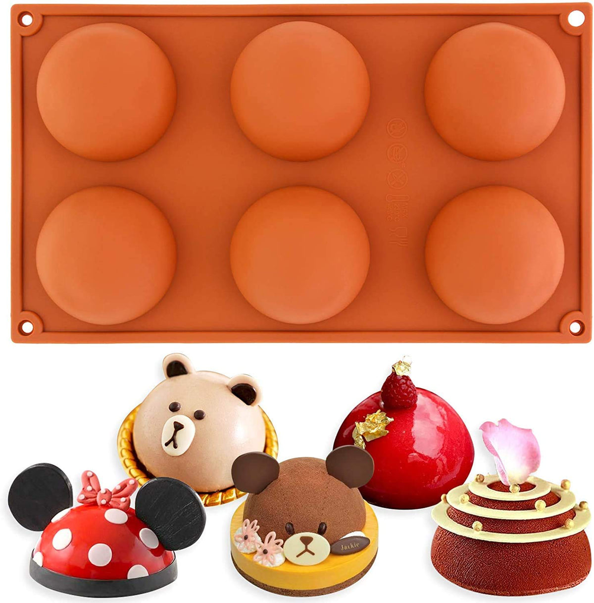 RKPM HOMES 6-Cavity Semi Circle Silicone Mold Baking Mold for Making Hot Chocolate Bomb Cake, Jelly, Dome Mousse Mold