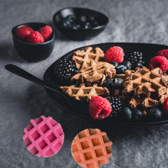 RKPM HOMES Round Shape Waffle Mold I 3D Fondant Waffles Shaped Silicone Soap Mould Tray I for Handmade Sugarcraft DIY Jelly Chocolate Cakes Dessert Candy Pastry Cookies Cupcake Candle Décor– 6 Cavity