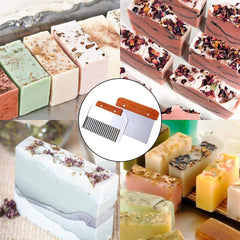 RKPM HOMES Soap Cutter Wood Set I Wooden Mold for Soap Making, Bread Loaf Toast Cutting, 2 Pcs Straight Wavy Stainless Steel Rectangular Sturdy Safe Cutter Slicer Planer Knife, Baking Tools
